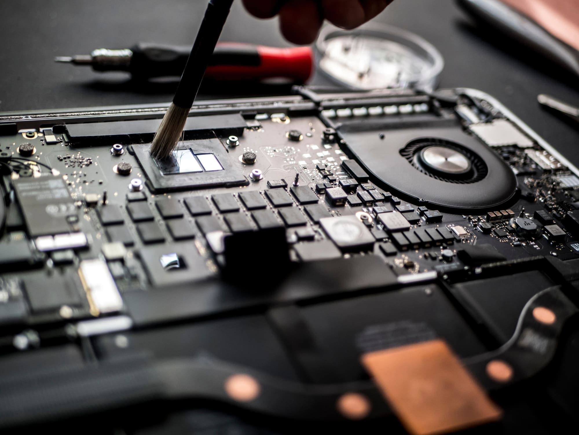 Desktop PC opened for repair